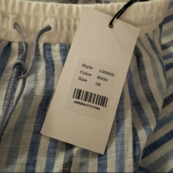 Nwt Sita Murt Stripe Knee Length Linen  Elastic Waist Skirt Size 36 Retail $200 - Picture 5 of 5